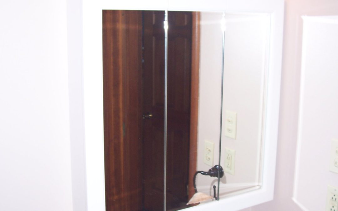 White Vanity with Built-In Toilet Roll Holder