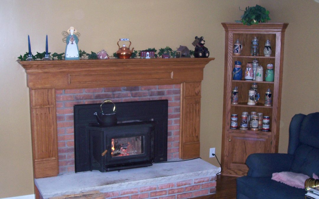 Custom Fireplace Mantel and Trim with Corner Curio