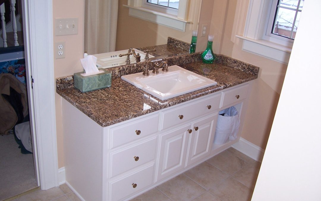 White Vanity with Custom Stone Counter