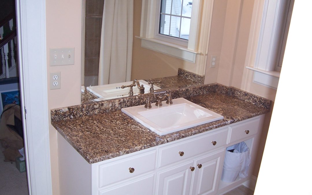 White Vanity with Custom Stone Counter